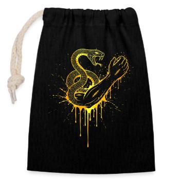 Snake Catcher Gold - Closable cotton gift bag (14x20cm) - black - Front
