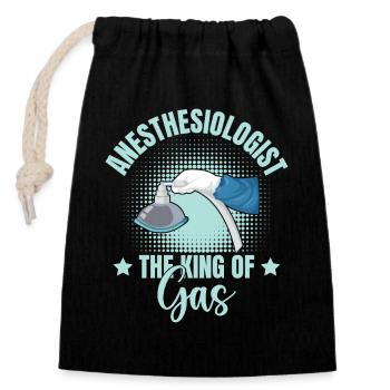 Anesthesiologist The King Of Gas Anesthesia - Closable cotton gift bag (14x20cm) - black - Front