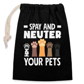 Spay and neuter your pet Adopt a - Closable cotton gift bag (14x20cm) - black - Front