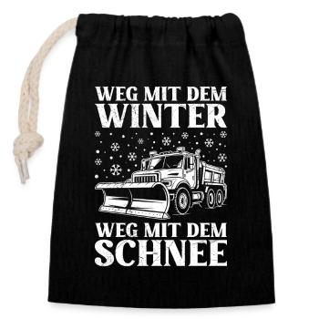 LOIN DE L’HIVER, LOIN DE LA NEIGE - Sac cadeau en coton avec cordon (14 x 20 cm) - noir - Devant