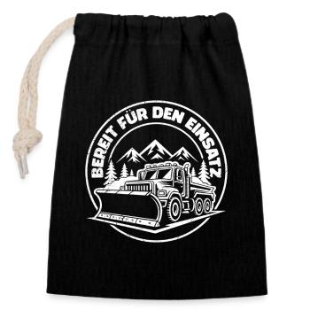 Service d’hiver PRÊT À L’EMPLOI Plaisir - Sac cadeau en coton avec cordon (14 x 20 cm) - noir - Devant