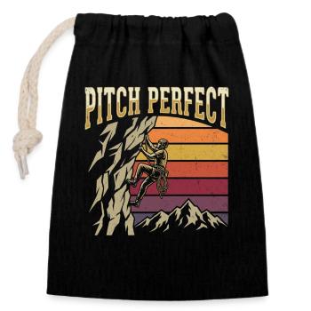 Pitch Perfect Climbing Mountaineering Retro - Closable cotton gift bag (14x20cm) - black - Front