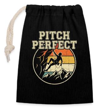 Pitch Perfect Climbing Retro Mountains - Closable cotton gift bag (14x20cm) - black - Front