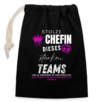 Stolze Chefin starkes Team Chefin Geschenke - Verschließbarer Geschenkbeutel aus Baumwolle (14x20cm) - Schwarz - Vorne