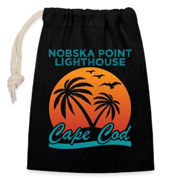 Chemise Cape Cod du phare de Nobska - Sac cadeau en coton avec cordon (14 x 20 cm) - noir - Devant