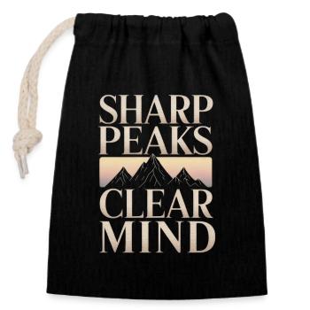 Sharp Peaks Clear Mind Mountain Design - Verschließbarer Geschenkbeutel aus Baumwolle (14x20cm) - Schwarz - Vorne