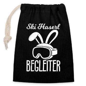 Après APRES-SKI BUNNY AIDANT DRÔLE - Sac cadeau en coton avec cordon (14 x 20 cm) - noir - Devant
