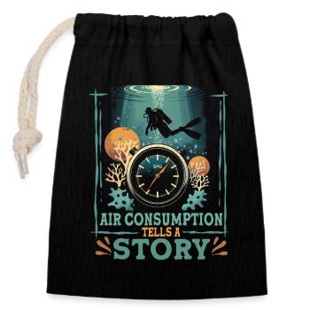 La consommation d’air de plongée récréative pour plongeurs raconte une histoire - Sac cadeau en coton avec cordon (14 x 20 cm) - noir - Devant