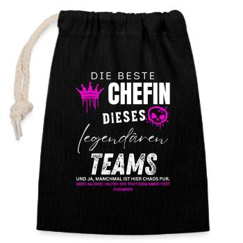 beste Chefin legendäres Team Chefin geschenke - Verschließbarer Geschenkbeutel aus Baumwolle (14x20cm) - Schwarz - Vorne