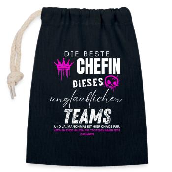 beste Chefin unglaubliches Team Chefin geschenke - Sac cadeau en coton avec cordon (14 x 20 cm) - bleu marine - Devant