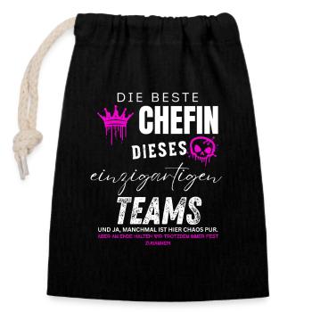beste Chefin einzigartiges Team Chefin geschenke - Verschließbarer Geschenkbeutel aus Baumwolle (14x20cm) - Schwarz - Vorne