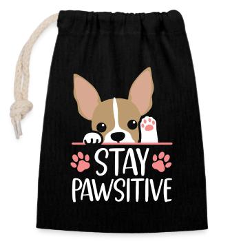 Chihuahua Chihuahueño Jeu de mots Stay - Sac cadeau en coton avec cordon (14 x 20 cm) - noir - Devant