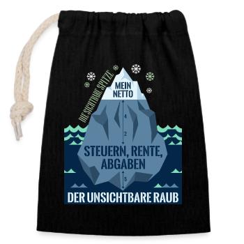 Die Sichtbare Spitze Mein Netto Eisberg Steuern - Verschließbarer Geschenkbeutel aus Baumwolle (14x20cm) - Schwarz - Vorne