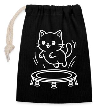 Kawaii Katzen Trampolin - Verschließbarer Geschenkbeutel aus Baumwolle (14x20cm) - Schwarz - Vorne