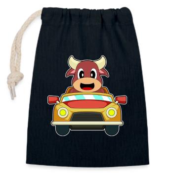 Stier Auto - Verschließbarer Geschenkbeutel aus Baumwolle (14x20cm) - Navy - Vorne