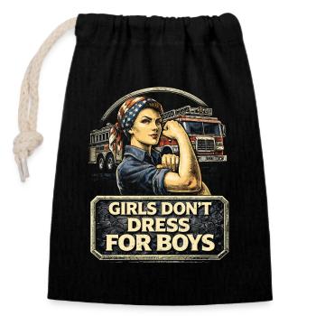 Feminismus Feministin Feminist - Verschließbarer Geschenkbeutel aus Baumwolle (14x20cm) - Schwarz - Vorne