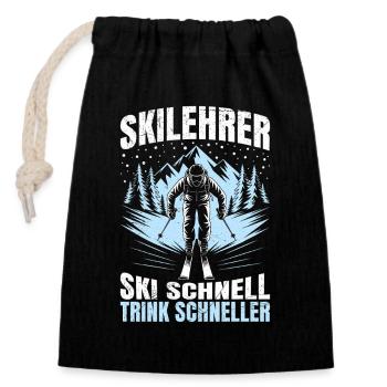 Après MONITEUR DE SKI SKI SPEED DRINK FASTER FUN - Sac cadeau en coton avec cordon (14 x 20 cm) - noir - Devant