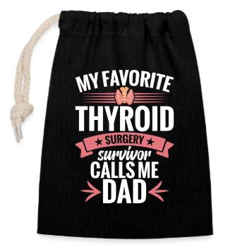 Récupération après chirurgie thyroïdienne : ablation de la thyroïde - Sac cadeau en coton avec cordon (14 x 20 cm) - noir - Devant