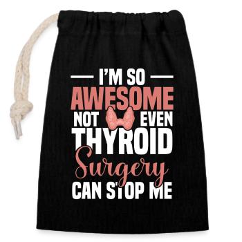 Soutien à la chirurgie throïde pour la récupération thyroïdienne - Sac cadeau en coton avec cordon (14 x 20 cm) - noir - Devant