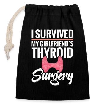 Chirurgie d’ablation de la thyroïde Petite amie Thyroïde - Sac cadeau en coton avec cordon (14 x 20 cm) - noir - Devant