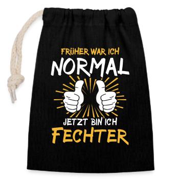 Fechter Spruch - Verschließbarer Geschenkbeutel aus Baumwolle (14x20cm) - Schwarz - Vorne