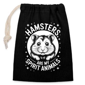 Hamster Sprüche Hamster Lustiges Hamster Geschenk  - Verschließbarer Geschenkbeutel aus Baumwolle (14x20cm) - Schwarz - Vorne