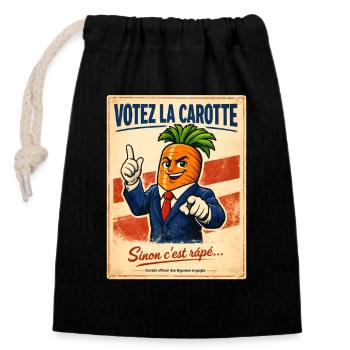 Vote the Carrot – Retro-Vintage-Politikhumor - Verschließbarer Geschenkbeutel aus Baumwolle (14x20cm) - Schwarz - Vorne