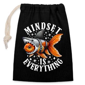 Mindset Is Everything Motivational Inspirational - Sac cadeau en coton avec cordon (14 x 20 cm) - noir - Devant