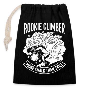 Rookie Kletterer Mehr Chalk Als Können - Verschließbarer Geschenkbeutel aus Baumwolle (14x20cm) - Schwarz - Vorne