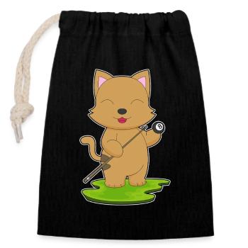 Katze Billiard Queue Sport - Verschließbarer Geschenkbeutel aus Baumwolle (14x20cm) - Schwarz - Vorne