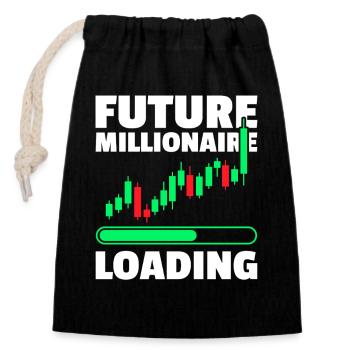 Future Millionaire Stock Market Stock Market Trader - Closable cotton gift bag (14x20cm) - black - Front