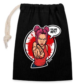 Pointing Power Diva - Closable cotton gift bag (14x20cm) - black - Front