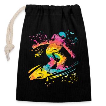 Snowboarder Snowboarding Snowboard - Verschließbarer Geschenkbeutel aus Baumwolle (14x20cm) - Schwarz - Vorne