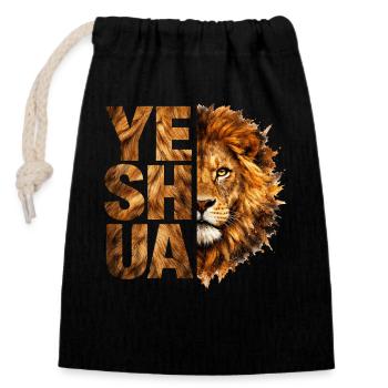Lion de Juda Yeshua fils de Yahweh Christian - Sac cadeau en coton avec cordon (14 x 20 cm) - noir - Devant
