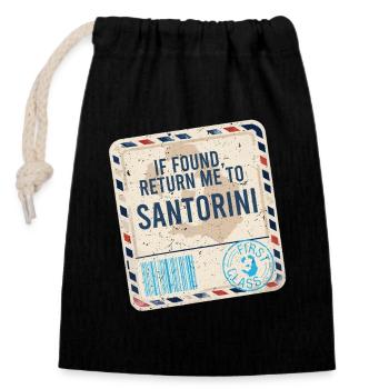 If Found Return To Santorini - Verschließbarer Geschenkbeutel aus Baumwolle (14x20cm) - Schwarz - Vorne