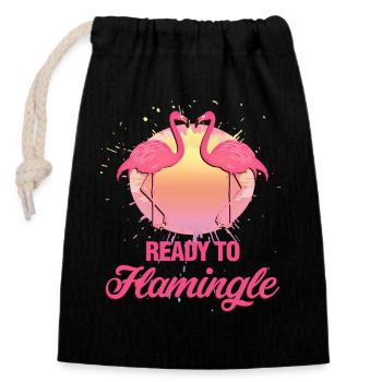 Conception de fêtes Flamingo Ready to Flamingo - Sac cadeau en coton avec cordon (14 x 20 cm) - noir - Devant