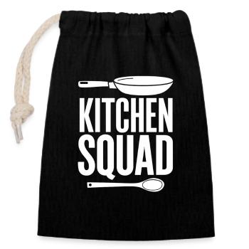 Kitchen Squad Cooking Team Pan Cooking Spoon - Closable cotton gift bag (14x20cm) - black - Front