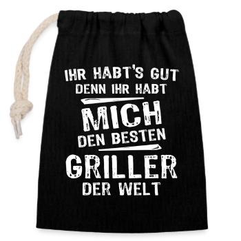 Griller - Sac cadeau en coton avec cordon (14 x 20 cm) - noir - Devant