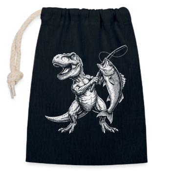 Angeln Fischer Dinosaurier Jungen Herren Angler - Verschließbarer Geschenkbeutel aus Baumwolle (14x20cm) - Navy - Vorne