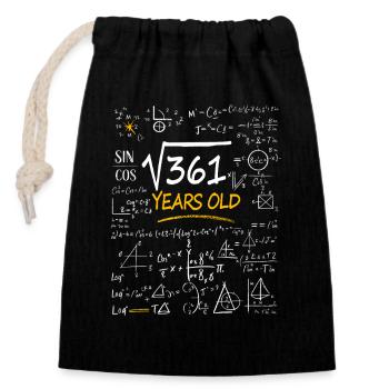 19 Years Birthday Math Formulas Funny - Closable cotton gift bag (14x20cm) - black - Front