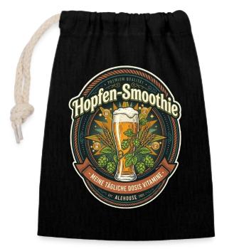 Hopfen-Smoothie Etikett - Verschließbarer Geschenkbeutel aus Baumwolle (14x20cm) - Schwarz - Vorne