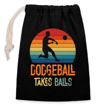 Dodgeball Takes Balls Retro Rainbow - Verschließbarer Geschenkbeutel aus Baumwolle (14x20cm) - Schwarz - Vorne