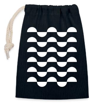 Monochrome Wave Arc Repeat - Closable cotton gift bag (14x20cm) - navy - Front