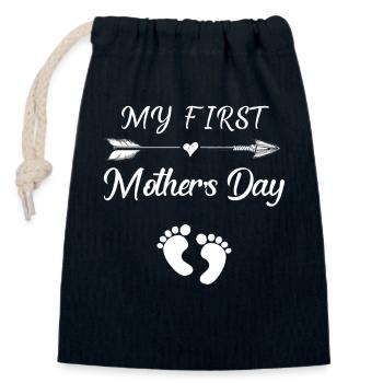 My First Mothers Day Mom To Be Shirt - Closable cotton gift bag (14x20cm) - navy - Front