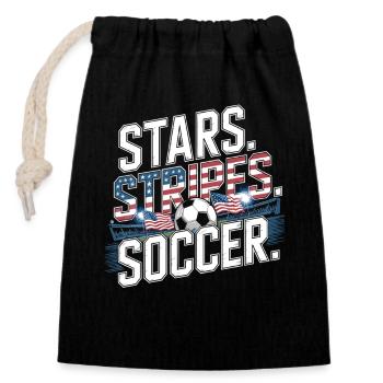 Stars Stripes Soccer – USA Fußball Fan - Verschließbarer Geschenkbeutel aus Baumwolle (14x20cm) - Schwarz - Vorne