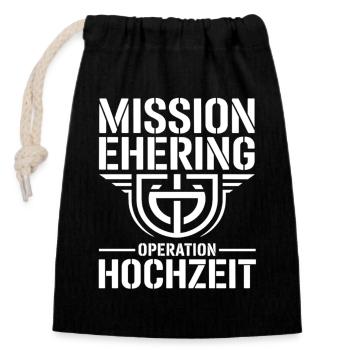 Bague de mariage Mission – Opération Humour de mariage - Sac cadeau en coton avec cordon (14 x 20 cm) - noir - Devant