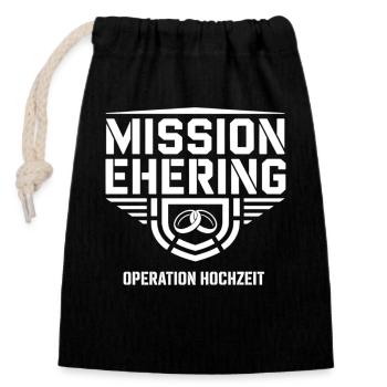 Bague de mariage Mission – Opération Humour de mariage - Sac cadeau en coton avec cordon (14 x 20 cm) - noir - Devant