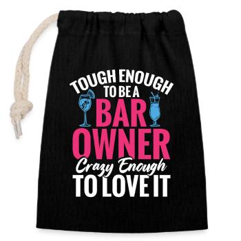 Propriétaire de bar Barmaid Verre à cocktail Serveuse - Sac cadeau en coton avec cordon (14 x 20 cm) - noir - Devant