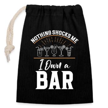 Propriétaire de pub, barman, cocktail, barmaid, bar - Sac cadeau en coton avec cordon (14 x 20 cm) - noir - Devant