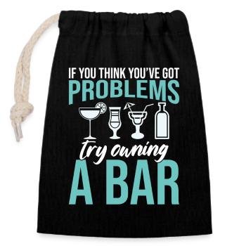 Barkeeper Kneipenbesitzer Barkeeper Barbesitzerin Bardame - Verschließbarer Geschenkbeutel aus Baumwolle (14x20cm) - Schwarz - Vorne